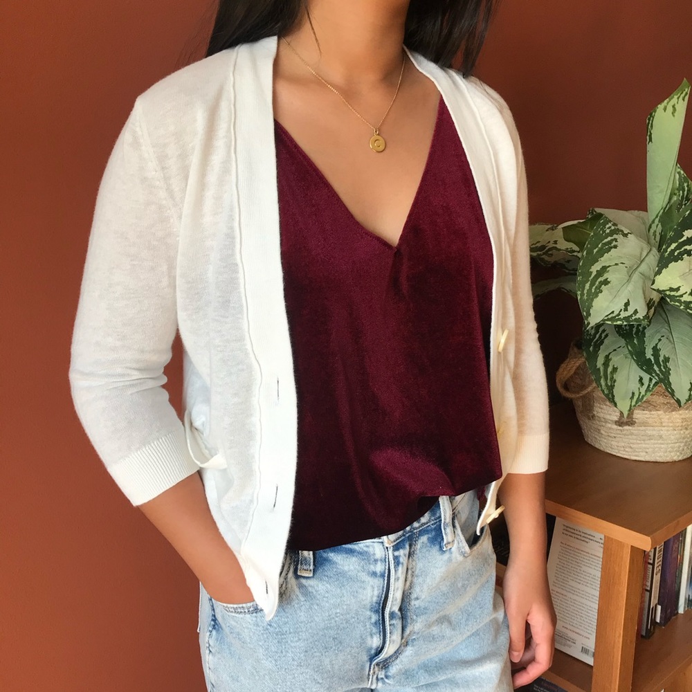 GAP White Cardigan with Pockets & Buttons